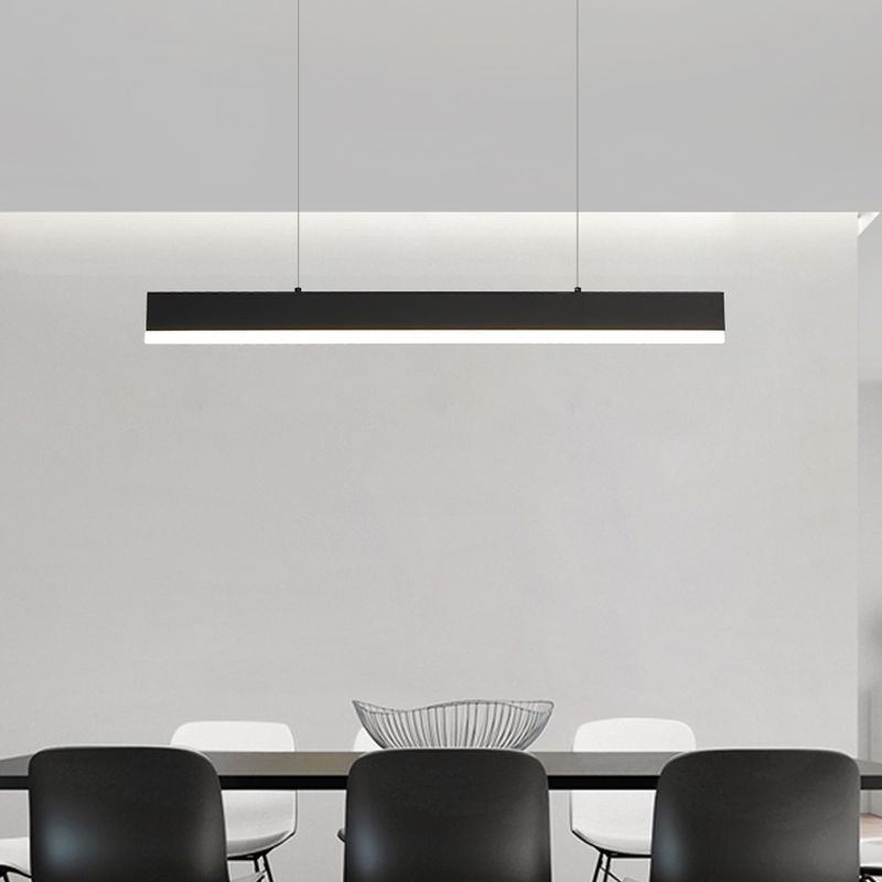 Black Island Light Modern 1-Light Rectangle Restaurant Hanging Lamp with Acrylic Shade