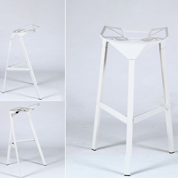 Modern Armless Backrest Counter Stool Iron Milk Tea Shop Bar Stool with Seat and Pedal