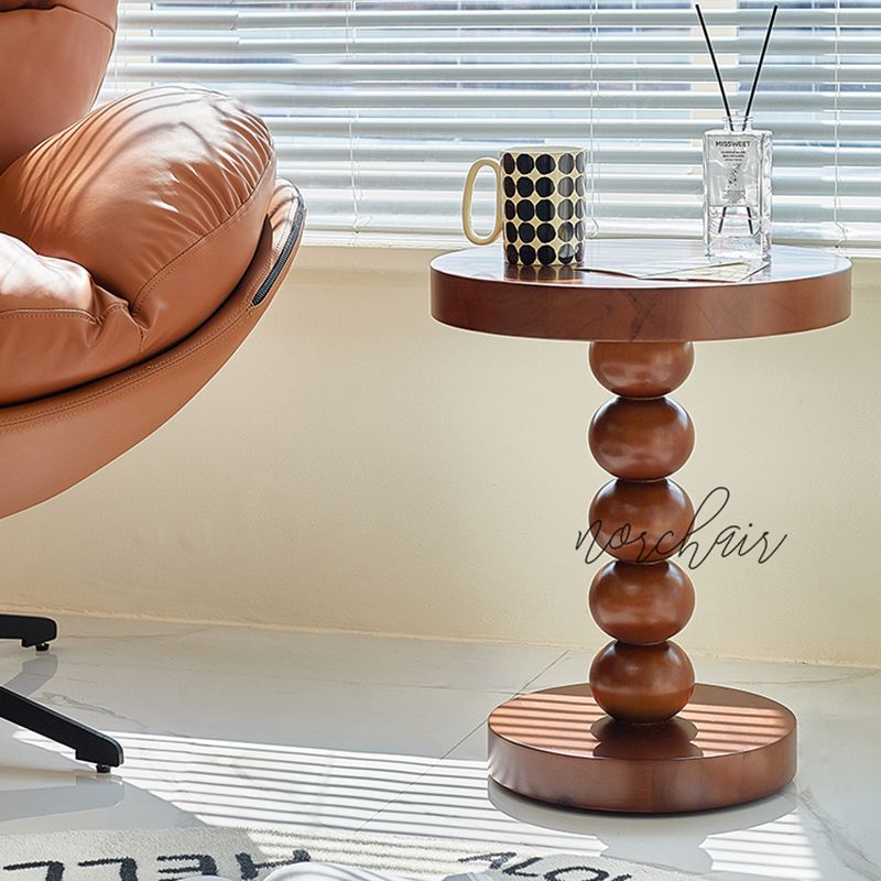Contemporary End Table Solid Wood Pedestal Round Living Room Side Table