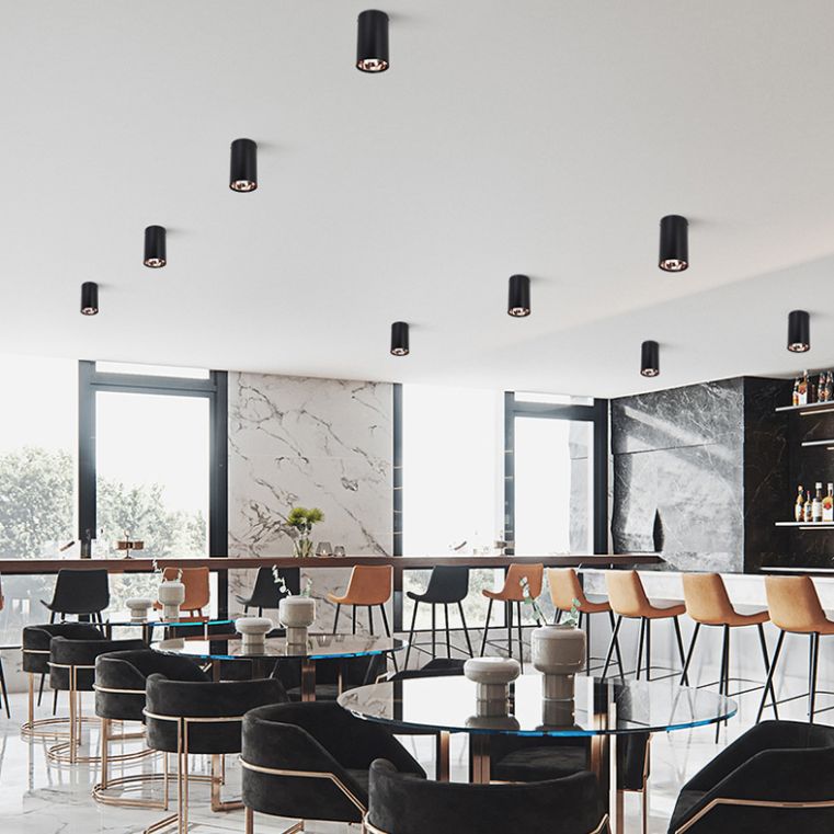 Metallic cilinder LED-inbouwlamp Minimalistisch zwart-roségouden plafondlamp voor slaapkamer