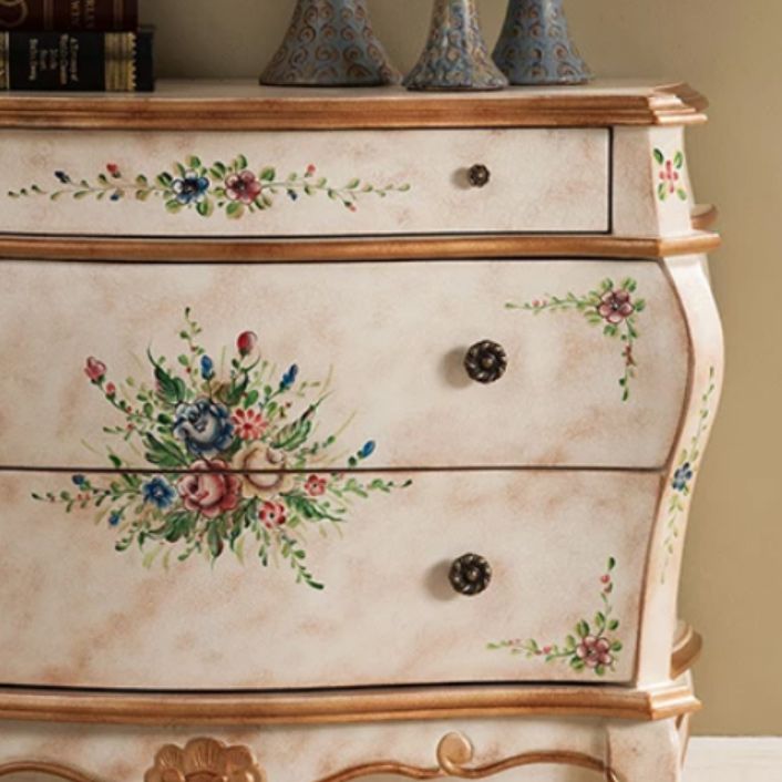 Traditional Wooden Dresser Horizontal 3 Drawers Chest without Mirror