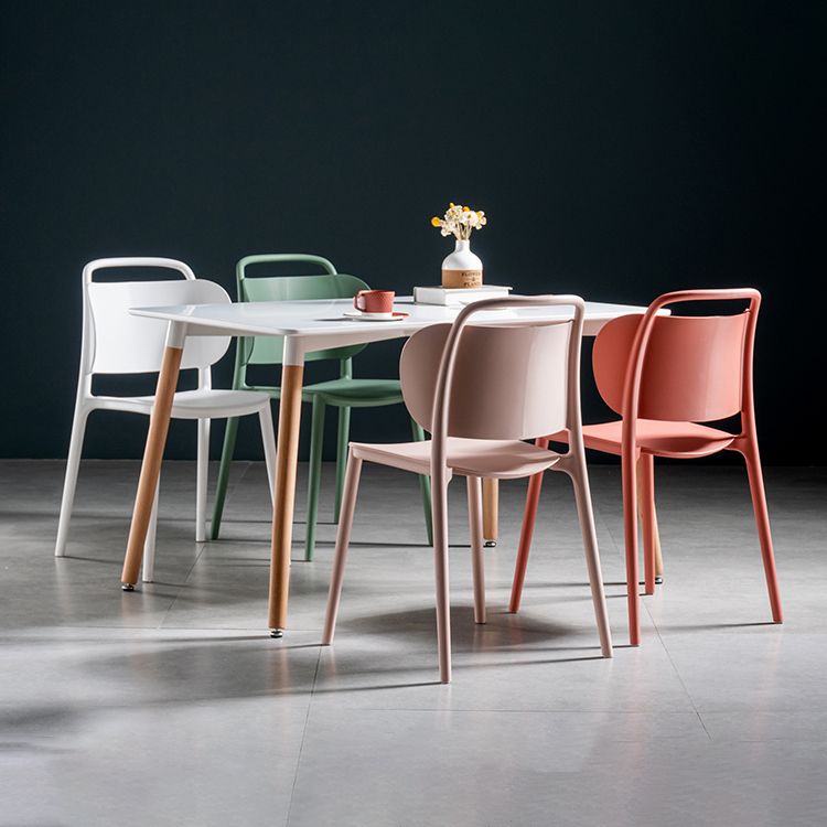 Contemporary Plastic Dining Armless Chair Open Back Dining Side Chair for Kitchen