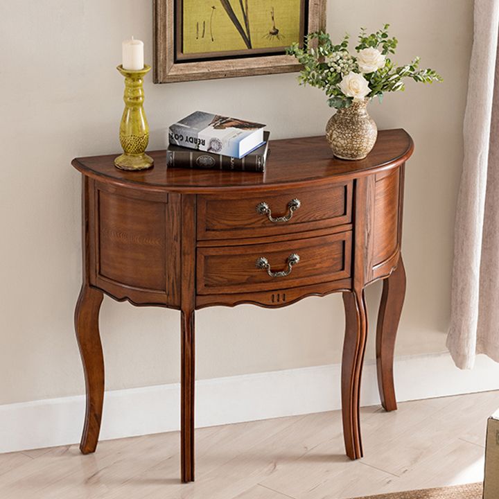 Mid-Century Modern Console Table 2-drawer Solid Wood Console Sofa Table