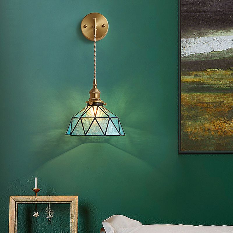 Drum Shape Glass Vanity Sconce Light Modern Style 1-Light Vanity Mirror Lights