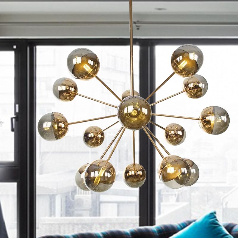 Semi-encastré Globe pour salle à manger, verre blanc/transparent/gris fumée, 9/12/15 lumières, luminaire semi-encastré contemporain en cuivre/chrome/or