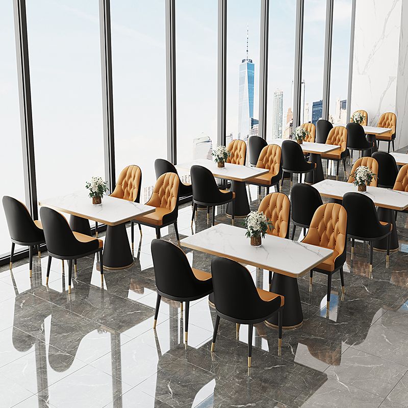 Glam Style Faux Leather Chair Metal Dining Chairs for Home Use