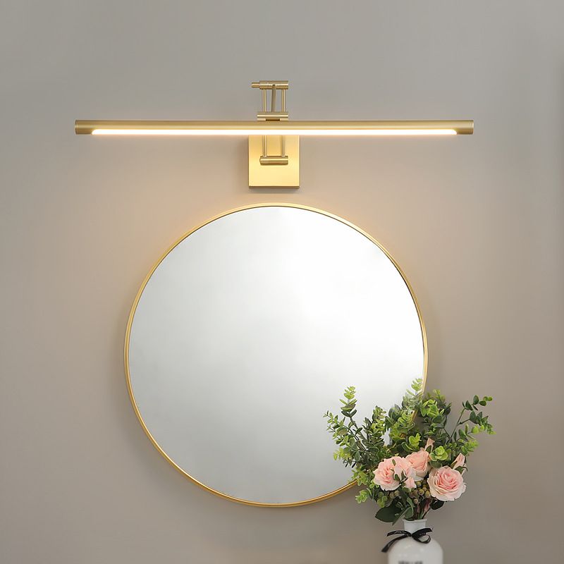 Metal Tube Vanity Wall Sconce Modern Style 1 Light Vanity Lighting Fixtures in Gold