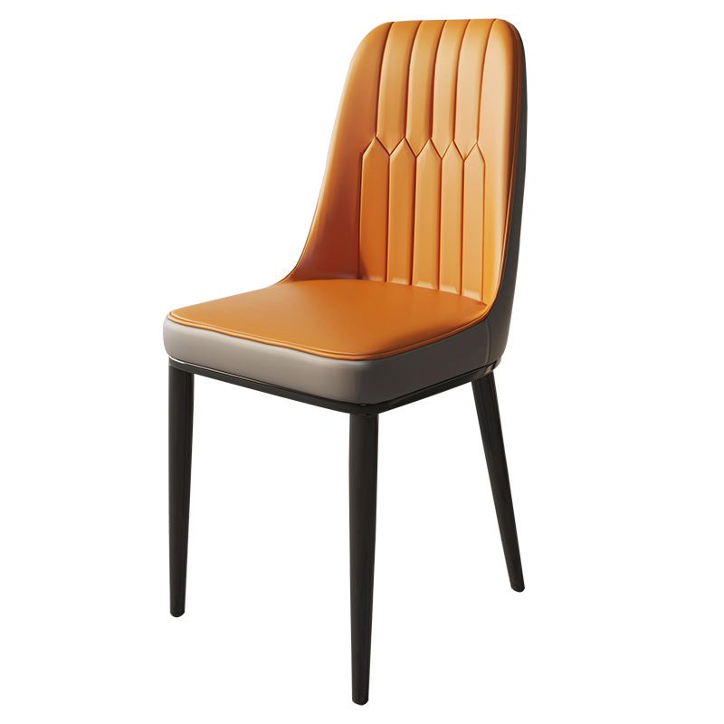Glam Faux Leather Dining Chair Parsons Chair in Matte Finish for Brasserie