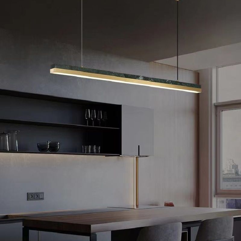 Modern Style Linear Hanging Pendant Light Metal One Light Pendant Light Fixture