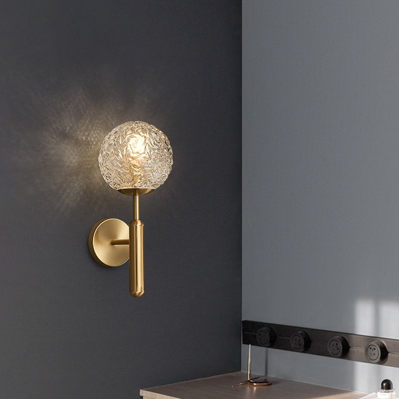 Lámpara de pared colgante de globos de bronce en un estilo de pared de cobre moderno estilo creativo con sombra de vidrio
