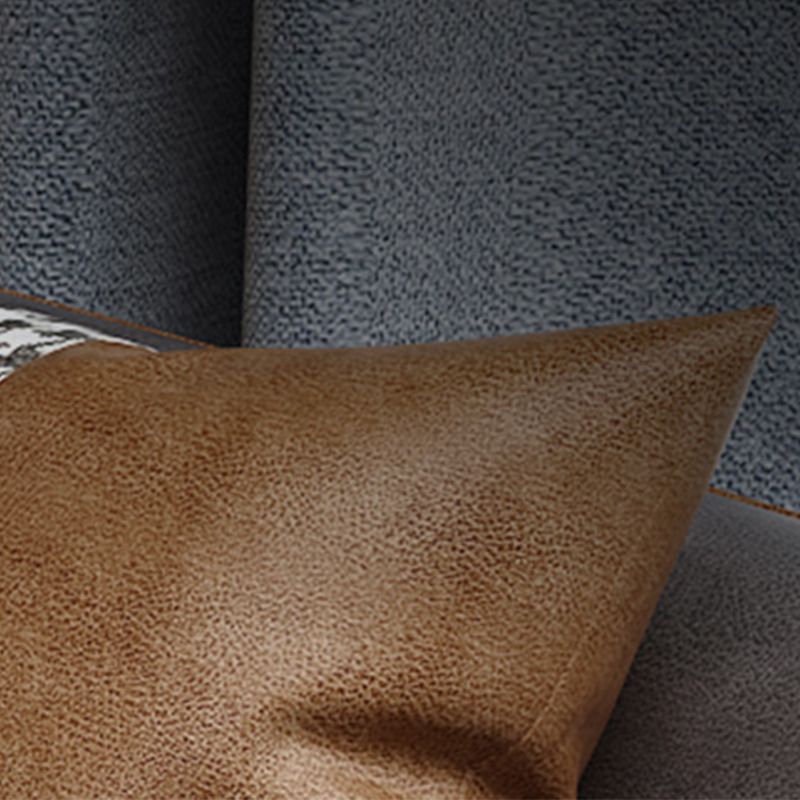 Modern Faux Leather Standard Sofa Tuxedo Arm Living Room Sofa