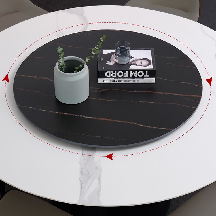Contemporary Sintered Stone Table Standard Round Dining Table with Pedestal Base