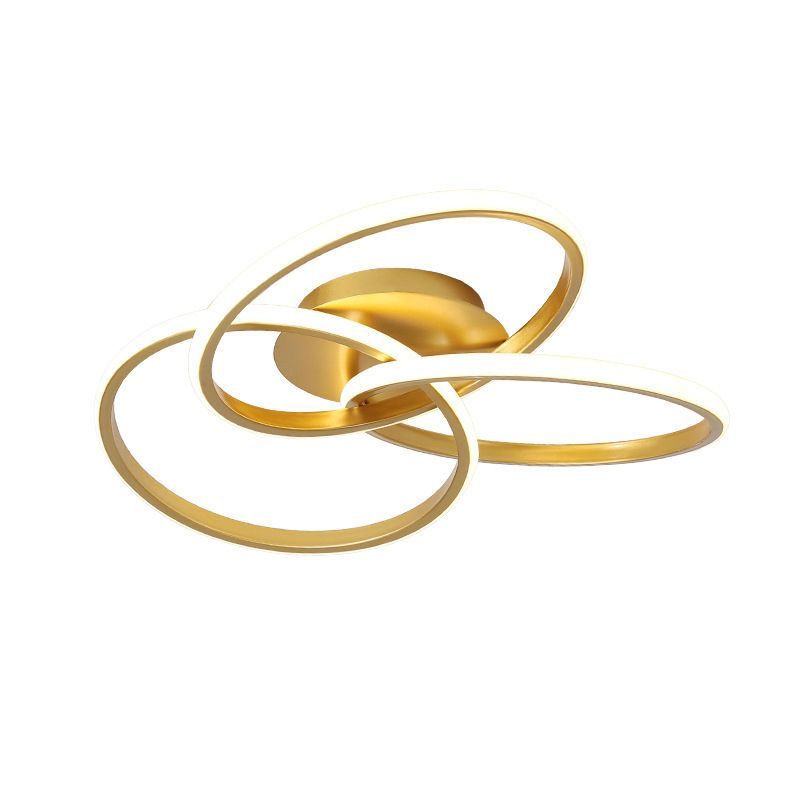 3-Lights Circular Semi Flush Mount Ceiling Lighting Fixture Modern Style Metal Flush Light