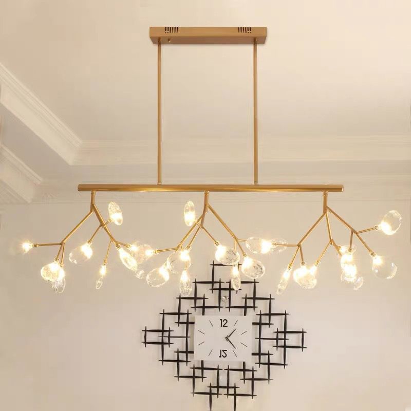 Luz de la isla de Firefly creativa moderna Luz colgante de hierro forjado Sputnik con sombra acrílica