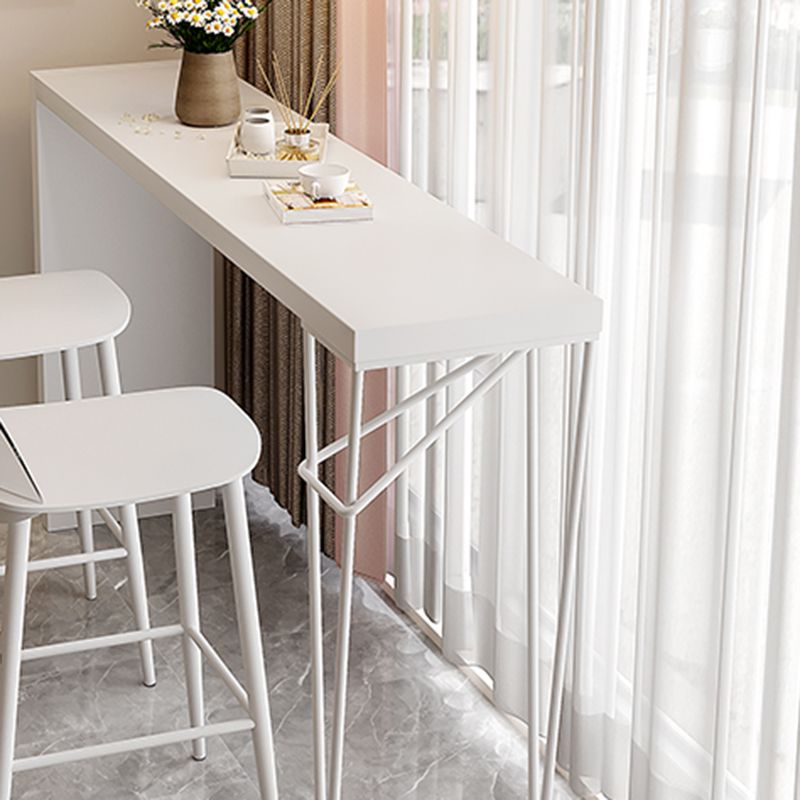 Modern White Bistro Bar Table Rectangle Solid Wood Bar Table for Home