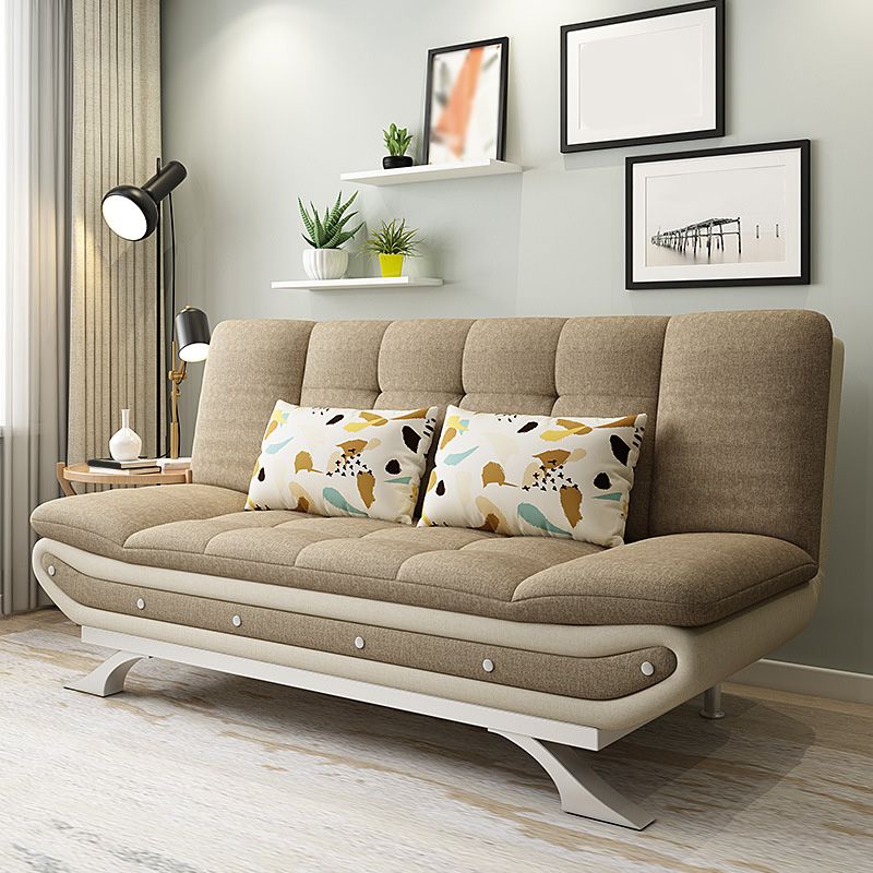 Linen Contemporary Sleeper with 2 Pillows Back for Living Room and Apartment