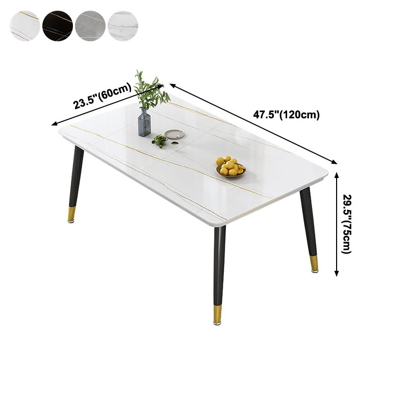 Mesa de forma rectangular estándar glamorosa mesa de comedor de cocina de piedra sinterizada con 4 patas base