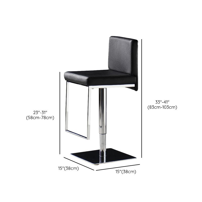 Armless Bar Stools Adjustable Height Dining Stool with Metal Base