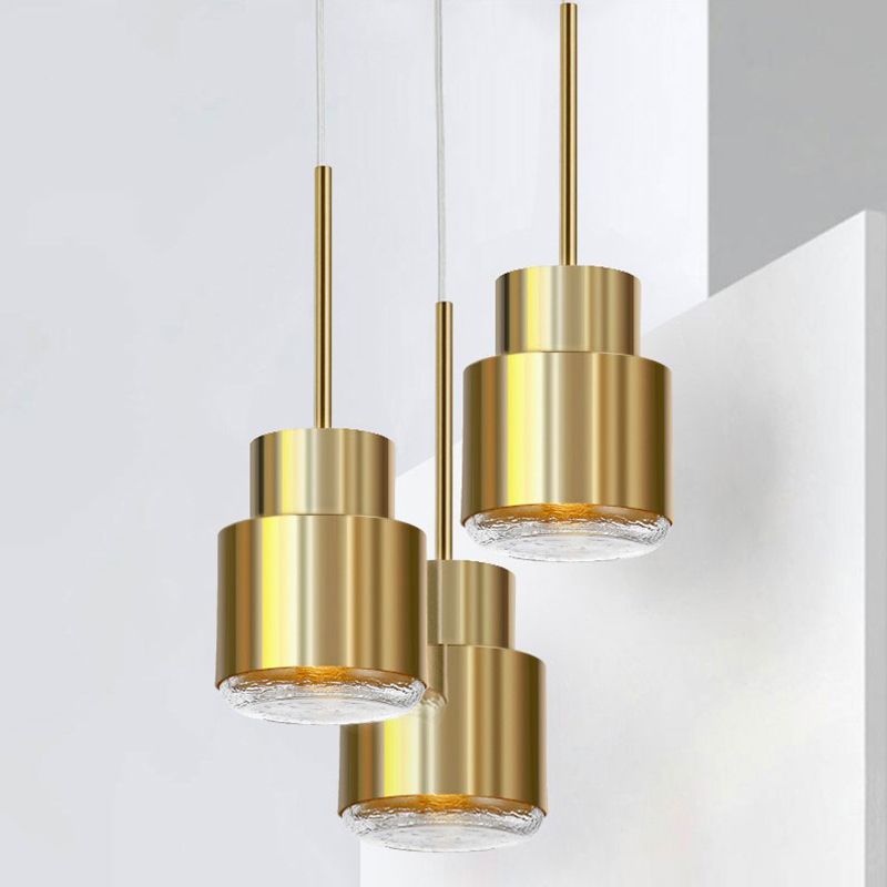 Granaatvormige druppel hanger postmodern metaal metaal 1-licht goud slinger licht met glazen diffuser