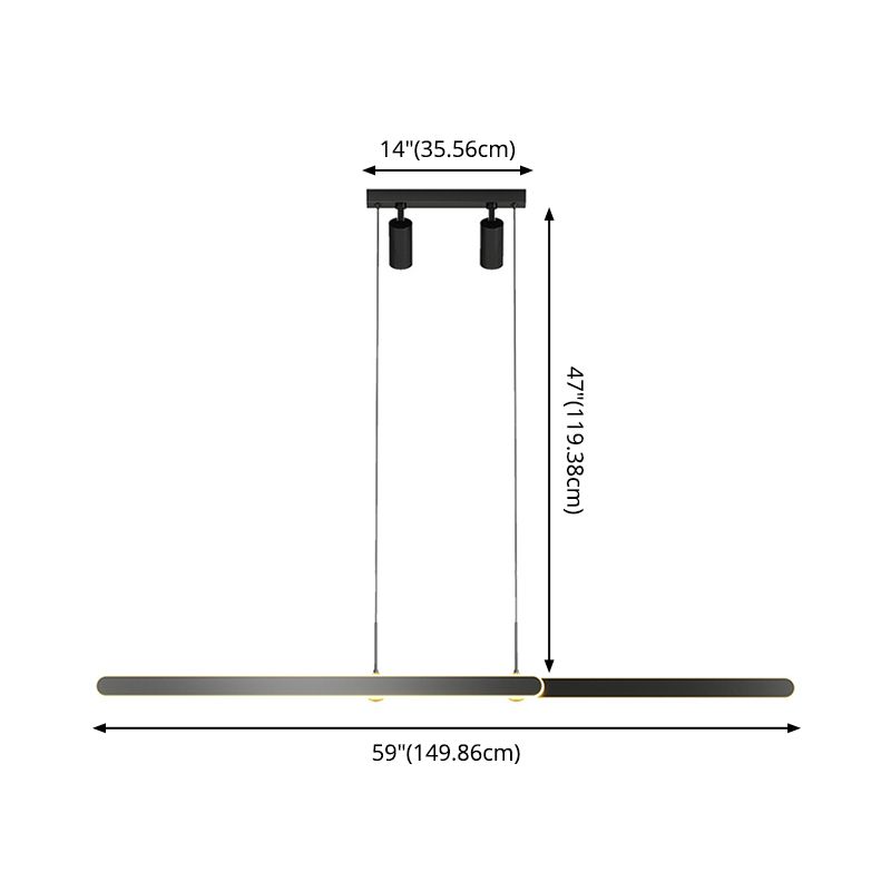 Accesorio de iluminación de lámpara de metal lineal estilo led isla negra led lámpara de techo de techo
