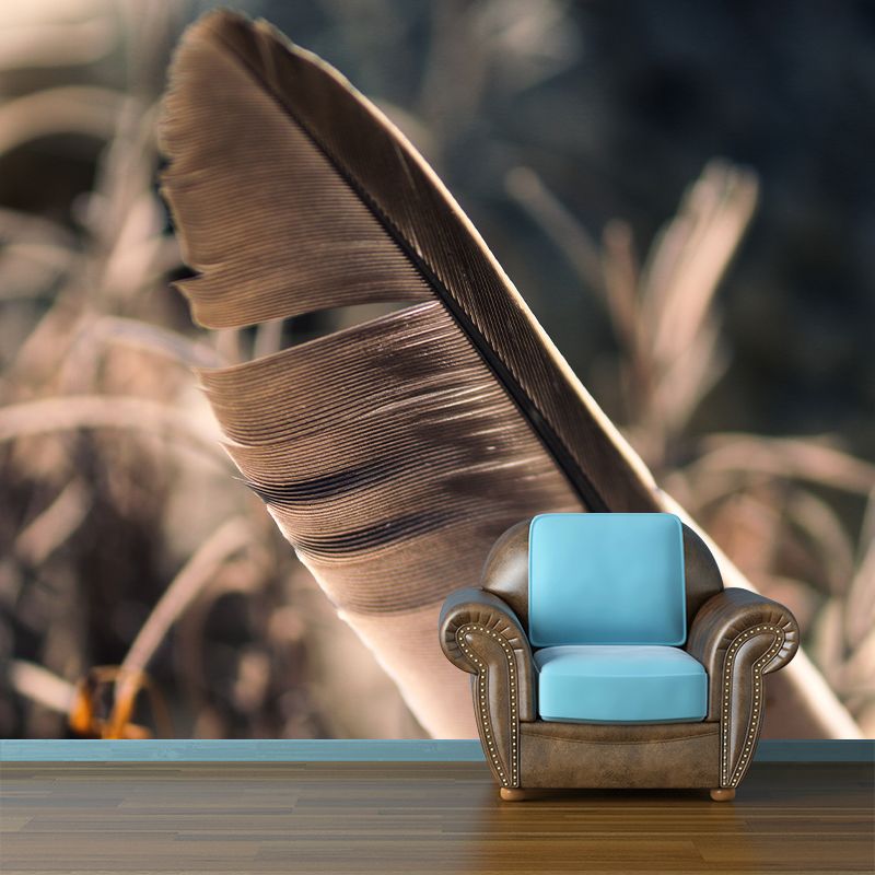 Minimalism Feather Mural Wallpaper Customized Wall Covering for Girls' Bedroom