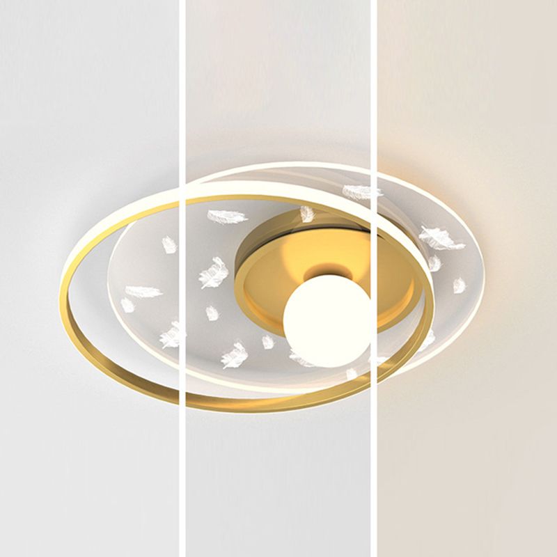 Plafonnier circulaire en métal doré, montage encastré, Style moderne, pour chambre à coucher