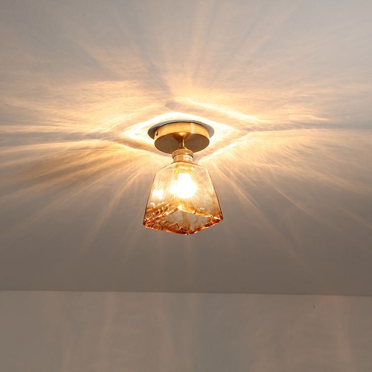 Nordic Style Copper Ceiling Light Geometry Shape Ceiling Lamp for Living Room