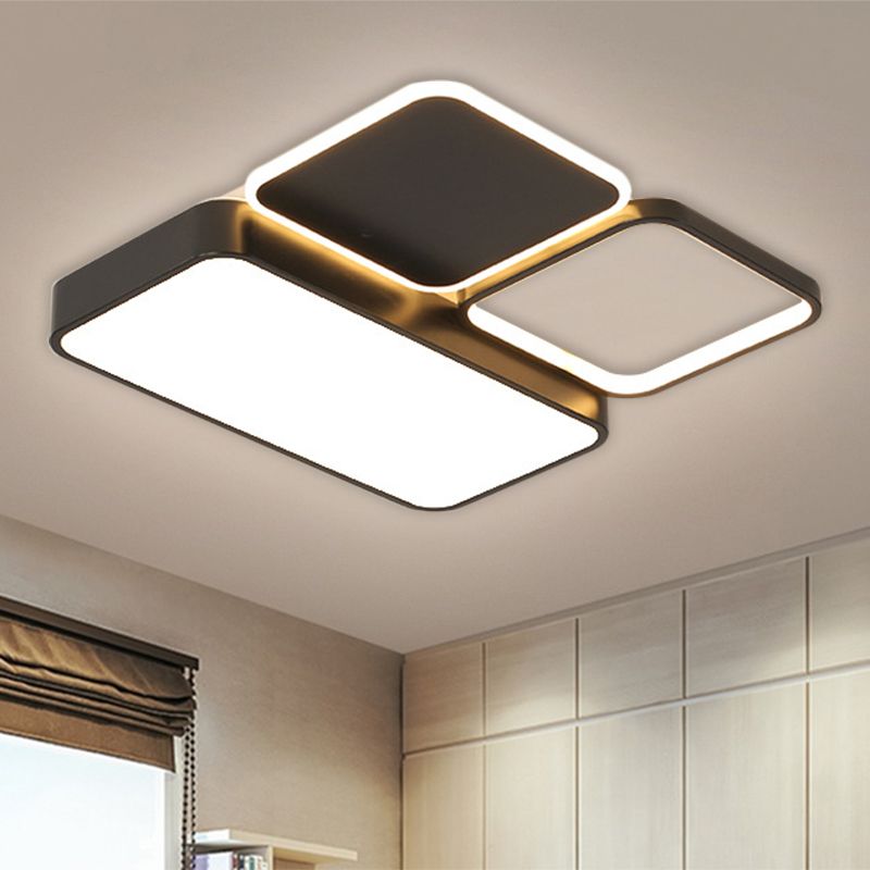 Splicing Bedroom Flush Mount Acrylic LED Modernist Ceiling Mounted Fixture in Black, Warm/White Light