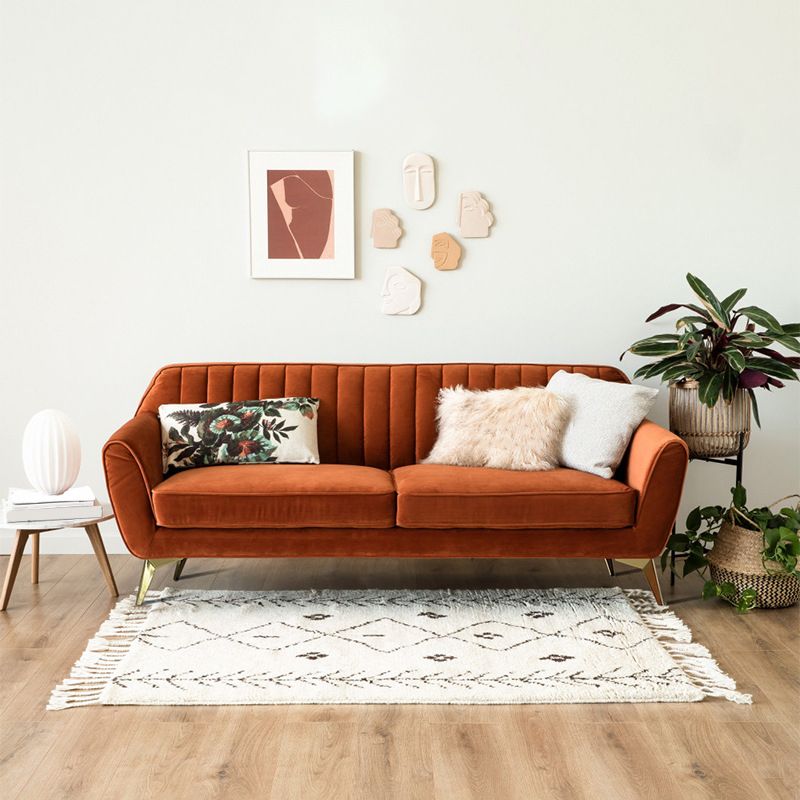 33.4"H Flared Arm Solid Color Velvet Standard Sofa for Living Room