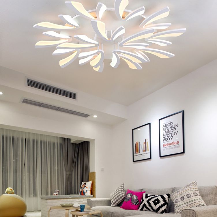 Lámpara de techo nórdica en forma de V, lámpara de techo LED de acrílico para sala de estar, montaje empotrado, en blanco