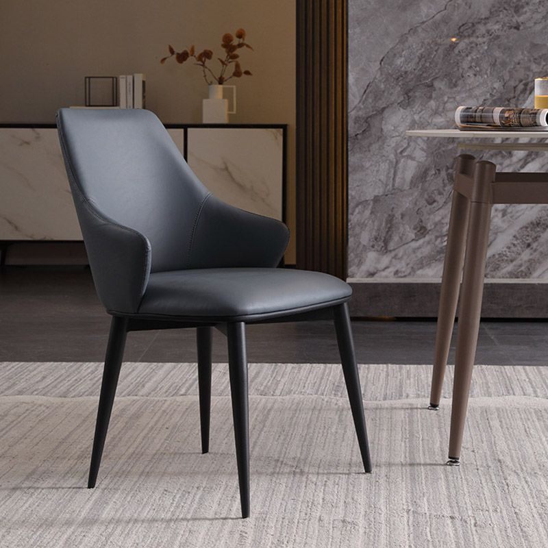 Industrial Style Arm Chair Metal Solid Back Dining Room Chair for Dining Room