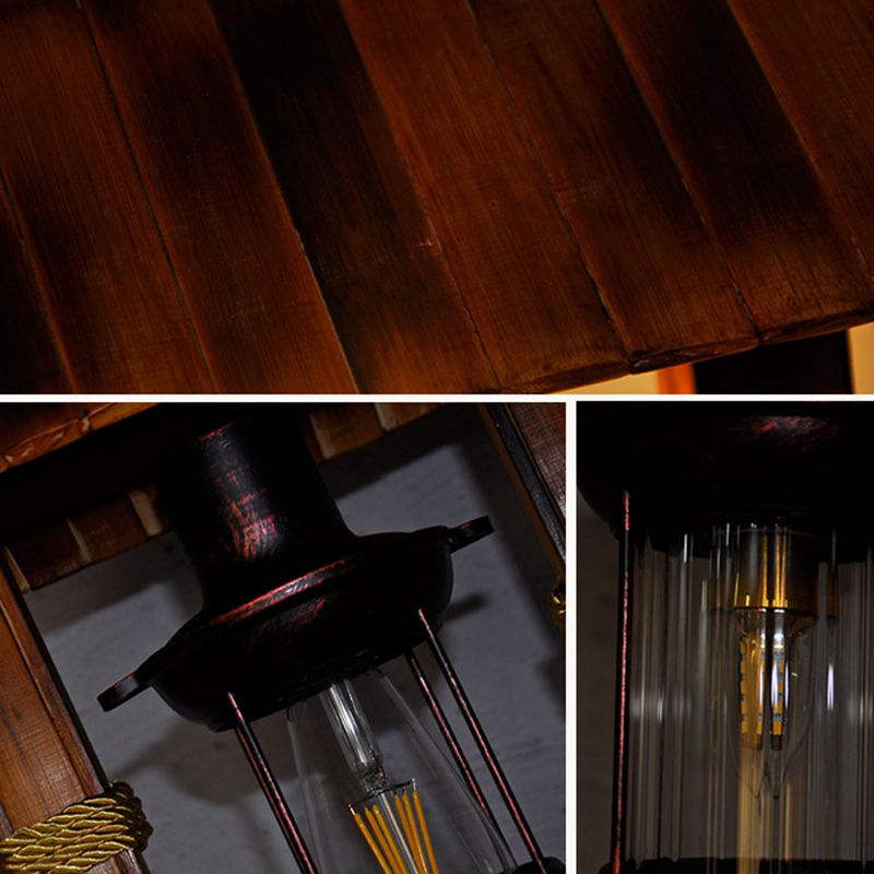 Bulbo único bambú de bambú retro luz colgante de estilo náutico lámpara de keroseno lámpara suspendida lámpara suspendida
