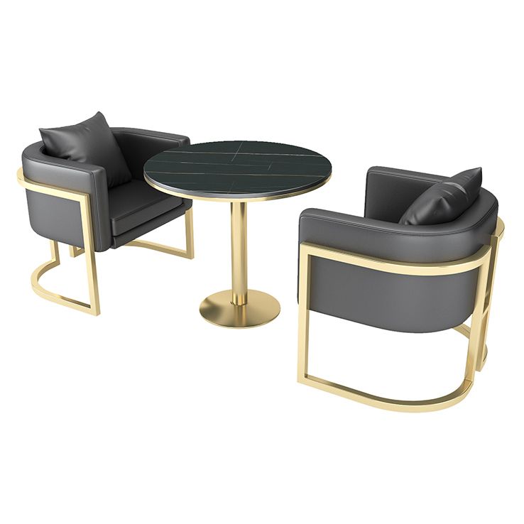 Industrial Style Sintered Stone Dinner Room Kitchen Table Black Table with Gold Frame
