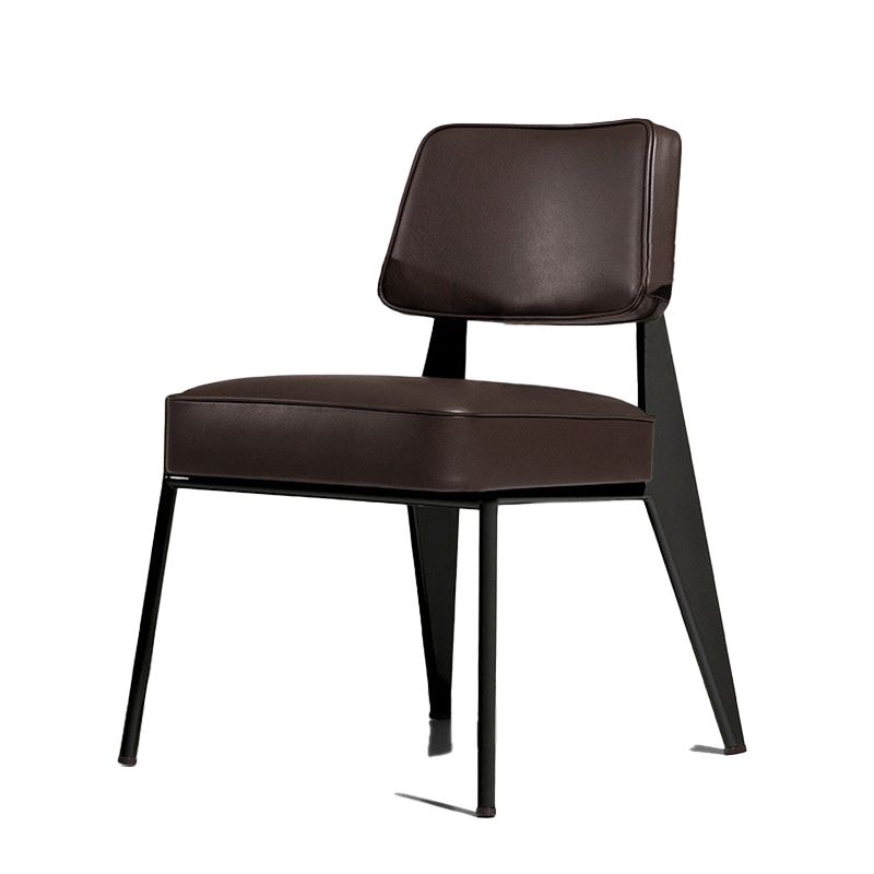 Industrial Style 24.4" Wide Faux Leather Fixed Back Armless Chair