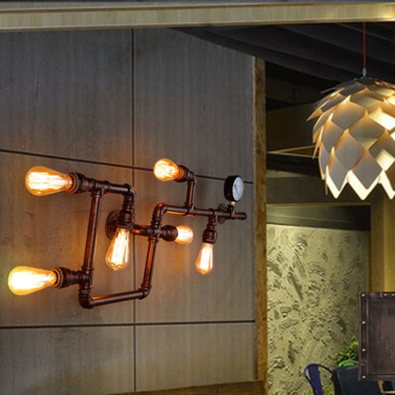 Industrial Wall Sconce Pipe Light Multi-Light Lamp Bar Restaurant Light