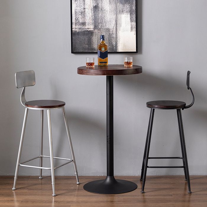 Modern Armless Backrest Counter Stool Iron Bar Stool with Pedal for Milk Tea Shop