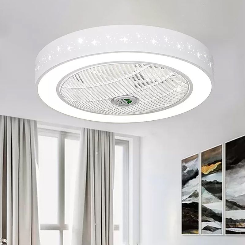 Acrylrunde Laser-Schnitt-Deckenventilator Moderne LED White Semi Flush Mount, 23 "breit