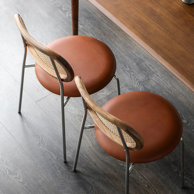 Modern Style PU Leather Side Chair Open Back Dining Side Chair for Dining Room