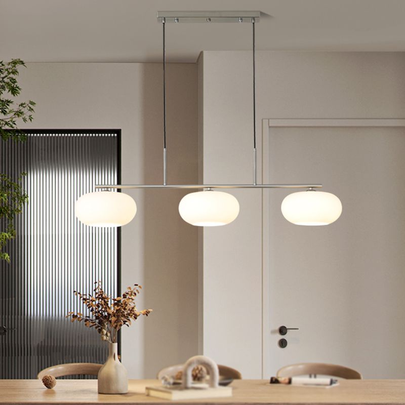 3-Light Contemporary Silver Island Lighting Dome Shaded Ceiling Light for Dining Room