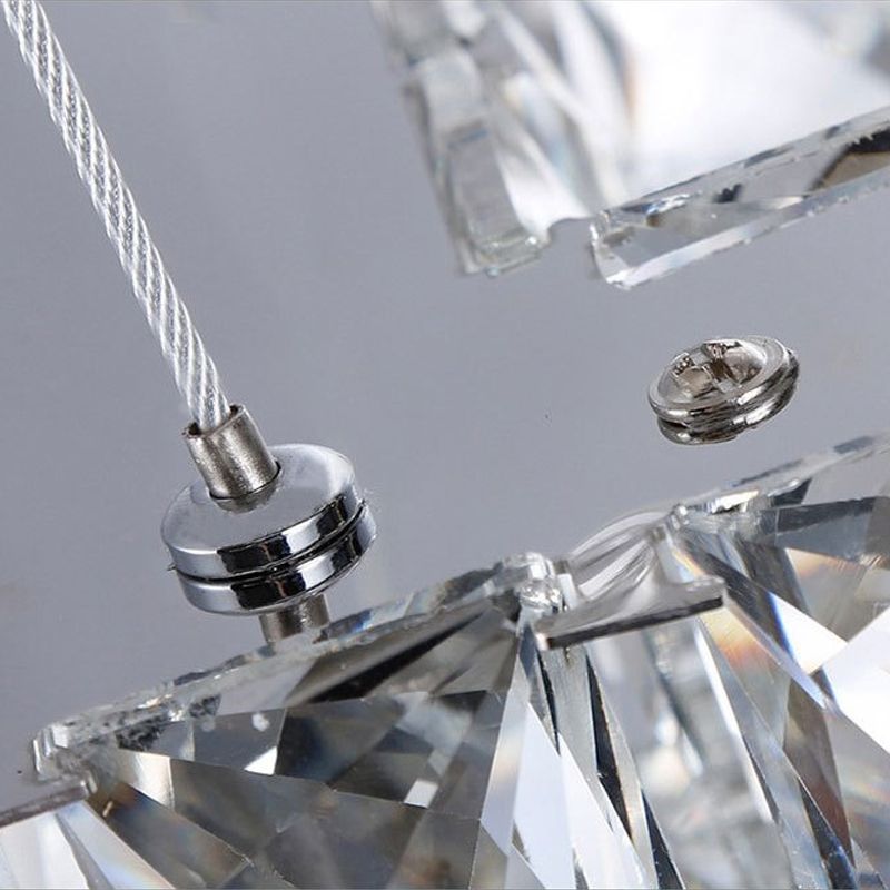 Lampadello quadrato di cristalli quadrati largo 16 "/19.5" moderna lampadina a led cromata in luce calda/bianca/naturale per camera da letto