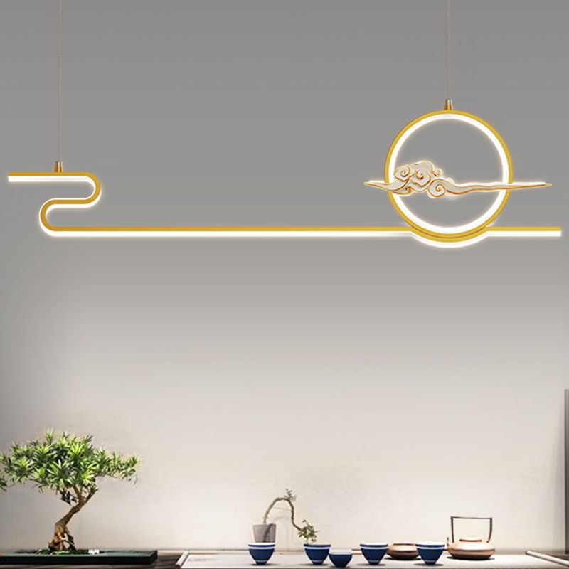 Contemporary Style Linear Shape Island Lighting Ideas Metal 2 Light Hanging Pendant Lights