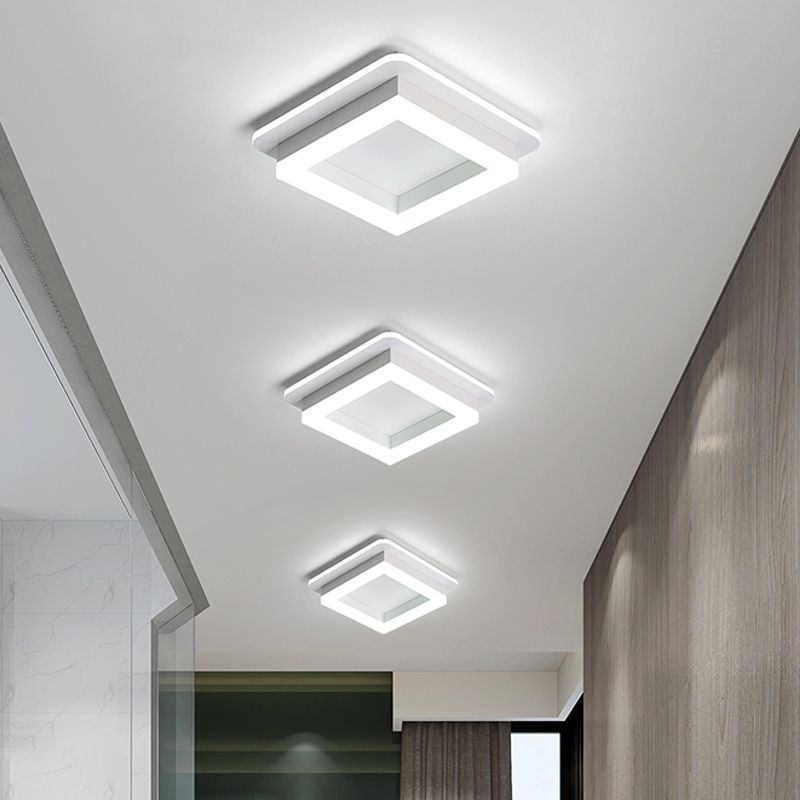 Ronde/vierkante inbouwplafondlamp Minimalistisch acryl Zwart/wit LED-inbouwverlichting in warm/wit licht voor slaapkamer