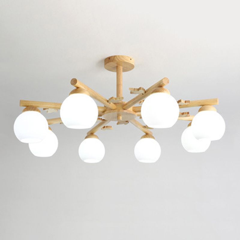 Rami sferici multi chiaro luci appese a sospensione moderna illuminazione sospesa in legno per camera da letto