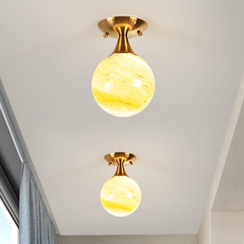 Illuminazione a semimontaggio in vetro bianco-giallo/grigio-blu/grigio fumo con paralume a sfera Nordic 1 lampadina da incasso a soffitto per foyer