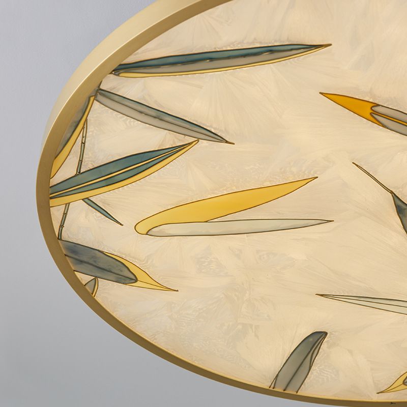 16 "/23,5" de large 1 Light Semi Flush Mount Light Traditionnel Round Grosted Glass Plafond Ayémat en or