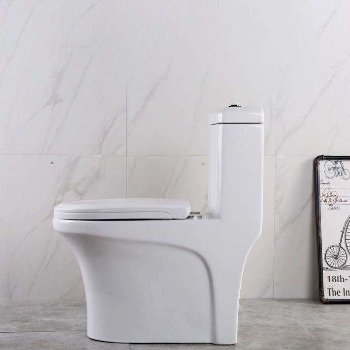 Modern Elongated Toilet Bowl White Flush Toilet with Seat for Bathroom