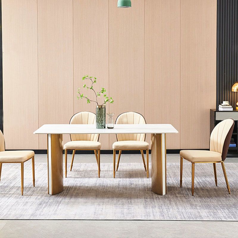 Contemporary Faux Leather Dining Chair Parsons Side Chair in White