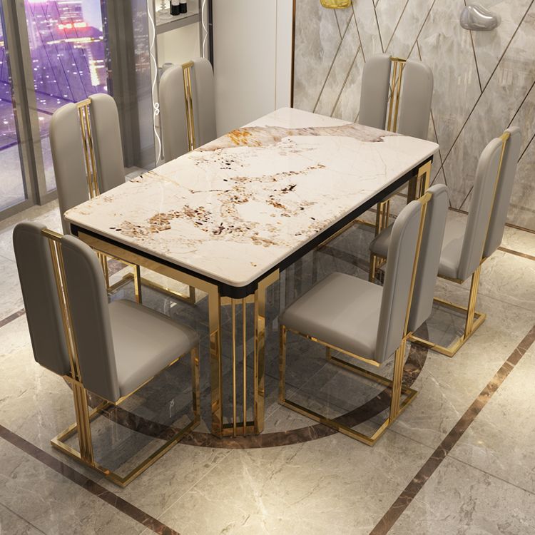 Metall traditionelles Luxus -Rechteck -Innentisch Sintered Stone Tisch mit Beinen