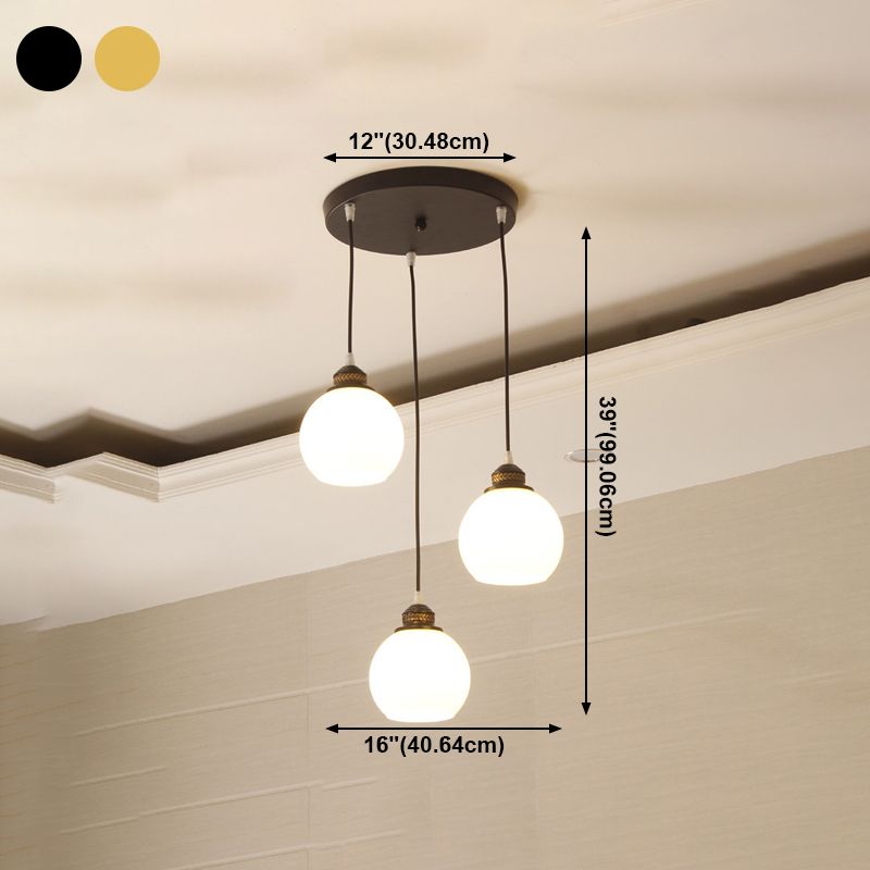 Blanc Glass Shade Pendant Light Nordic Style multiple Hanging Light pour duplex