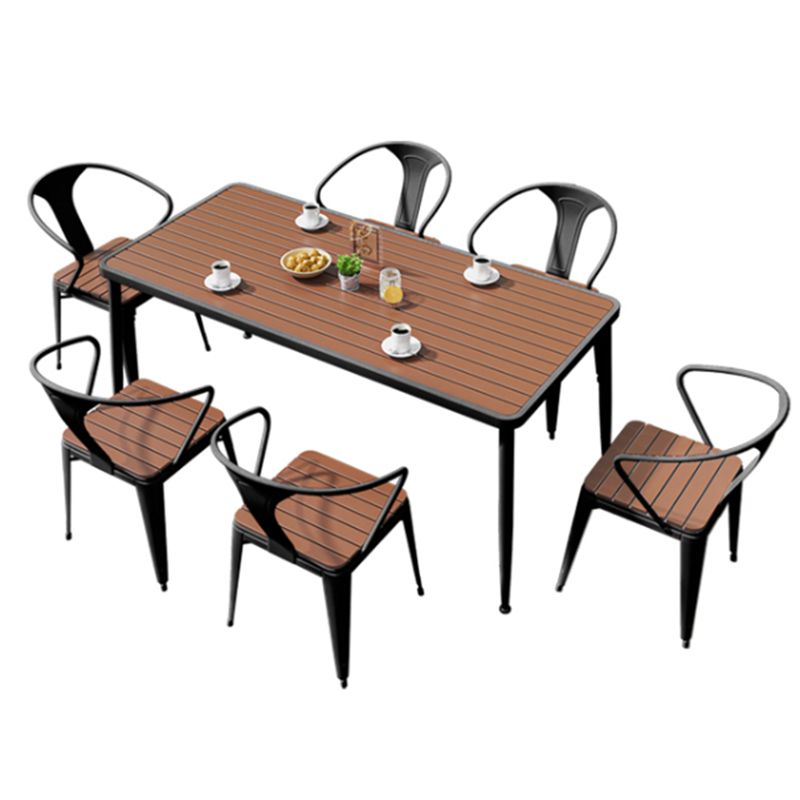 Outdoor Contemporary Coffee Table Metal Frame Rectangle Dining Table